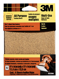 3M 5-1/2 in. L x 4-1/2 in. W Assorted Grit Aluminum Oxide Sandpaper 6 pk (Pack of 5)