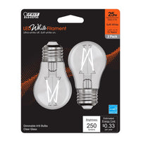 Feit White Filament A15 E26 (Medium) Filament LED Bulb Soft White 25 Watt Equivalence 2 pk - Deal of The Week