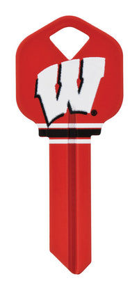 Hillman Wisconsin Badgers Brass Single Sided House/Office Universal Painted Key Blank (Pack of 6)