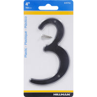 Hillman 4 in. Black Plastic Nail-On Number 3 1 pc (Pack of 10)