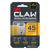 3M Claw Silver Drywall Picture Hanger 45 lb 3 pk