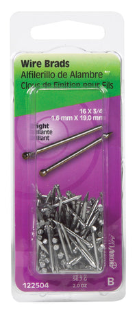 Hillman 16 Ga. x 3/4 in. L Bright Steel Brad Nails 1 pk 2 oz. (Pack of 6)