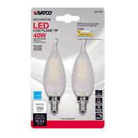 Satco CA10 E12 (Candelabra) LED Bulb Warm White 40 Watt Equivalence 2 pk