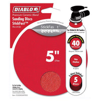 Diablo StickFast 5 in. Ceramic Blend Adhesive Sanding Disc 40 Grit Ultra Coarse 5 pk