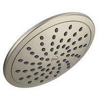 Brushed nickel one-function 8" diameter spray head eco-performance rainshower