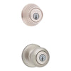 Kwikset Cove Brushed Entry Knob and Single Cylinder Deadbolt KW1 2-3/4 in.