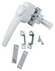 White Hanging Push Button Latch, For Out Swinging Doors