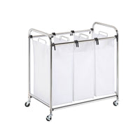 Honey-Can-Do White Cotton/Steel Triple Laundry Sorter