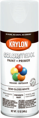 Krylon K05580007 12 Oz White Semi-Gloss COLORmaxx?∩┐╜∩┐╜ Spray Paint