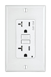 Leviton SmartlockPro 20 amps 125 V Duplex White AFCI/GFCI Dual Function Outlet 5-20R 1 pk