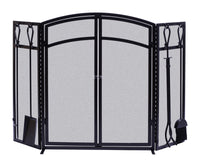 Panacea Open Hearth Black Matte Steel Fireplace Screen