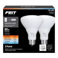 Feit BR30 E26 (Medium) LED Bulb Adjustable White 85 Watt Equivalence 2 pk