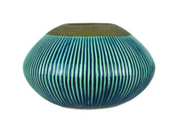 Trendspot Outdoozie Ceramic Blue 5.74 in. Ribbed Firepot (Pack of 2)