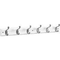 National Hardware 27 in. L Satin Nickel White Wood Rail Hook Rack 1 pk