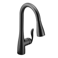 Matte black one-handle high arc pulldown kitchen faucet