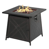 Living Accents Steel Brown Square Propane Fire Pit 50,000 BTU 25.5 H x 28 W x 28 D in.