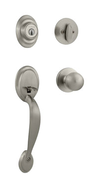 Kwikset Satin Nickel Steel Dakota/Polo #KW1 Grade-3 Single Cylinder Entry Handle Set 1-3/4 in.