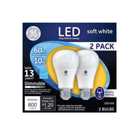 GE A19 E26 (Medium) LED Bulb Soft White 60 Watt Equivalence 2 pk