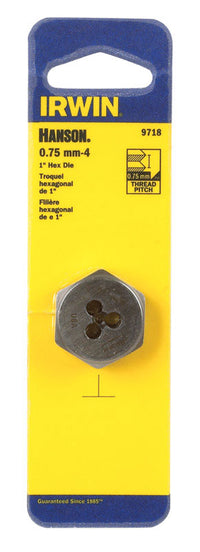 Irwin Hanson High Carbon Steel Metric Hexagon Die 4 - 0.75 mm 1 pc