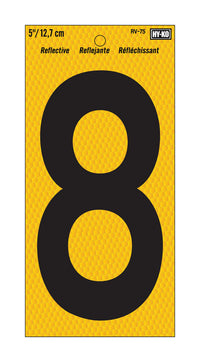 Hy-Ko 5 in. Reflective Vinyl Black 8 Number Self-Adhesive