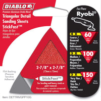 Diablo 2-7/8 in. L X 2-7/8 in. W Assorted Grit Aluminum Oxide Detail Sanding Triangle 10 pk