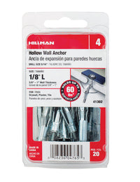 Hillman 1/8 in. Dia. x 1/8 Long in. L Metal Pan Head Hollow Wall Anchors 20 pk (Pack of 5)