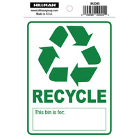 Hillman English White Recycle Decal 6 in. H X 4 in. W (Pack of 6)