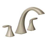 Brushed nickel two-handle high arc roman tub faucet