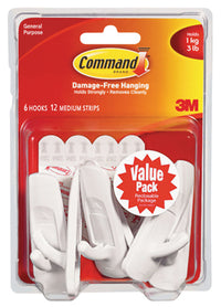 3M Command Medium Plastic Hook 3-7/8 In. L 6 Pk