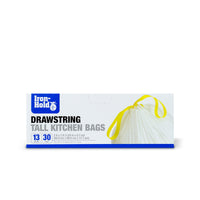 Iron-Hold 13 gal Tall Kitchen Bags Drawstring 30 pk (Pack of 12)