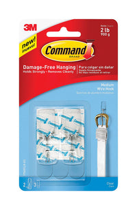 3M Command Medium Plastic Hook 2-1/6 in. L 2 pk (Pack of 4)