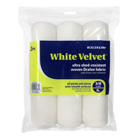 RollerLite White Velvet Woven Dralon Fabric 9 in. W X 3/8 in. Cage Paint Roller Cover Refill 3 pk