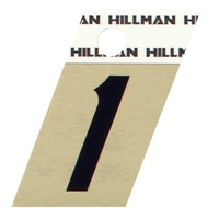 Hillman 1.5 in. Reflective Black Metal Self-Adhesive Number 1 1 pc (Pack of 6)