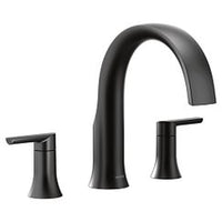 Matte black two-handle high arc roman tub faucet