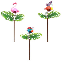 Luminous Garden Multicolored Iron 37.37 in. H Leaf with Critter Solar Garden Stake (Pack of 12)