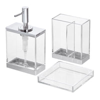 InterDesign Clarity Chrome Clear Plastic Bath Accessory Set