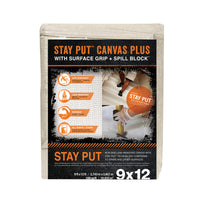 Trimaco 04321 9' X 12' Cream Stay Put Canvas Plus With Surface Grip & Spill Block