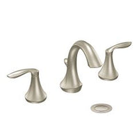 Brushed nickel two-handle high arc bathroom faucet