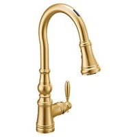 Brushed gold one-handle high arc pulldown kitchen faucet