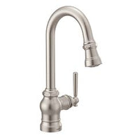 Spot resist stainless one-handle high arc pulldown single mount bar faucet