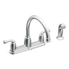 Moen Banbury Two Handle Chrome Kitchen Faucet Side Sprayer Included