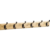 DPV8170 27â€ x 2-3/4" x 3/5" Hookrail  with 6 Coat Hooks - Oil-Rubbed Bronze with Light Brown Rail