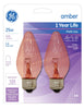 GE 25 watts F15 Incandescent Bulb 120 lumens Amber Decorative 2 pk