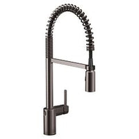 Black stainless one-handle high arc pulldown kitchen faucet