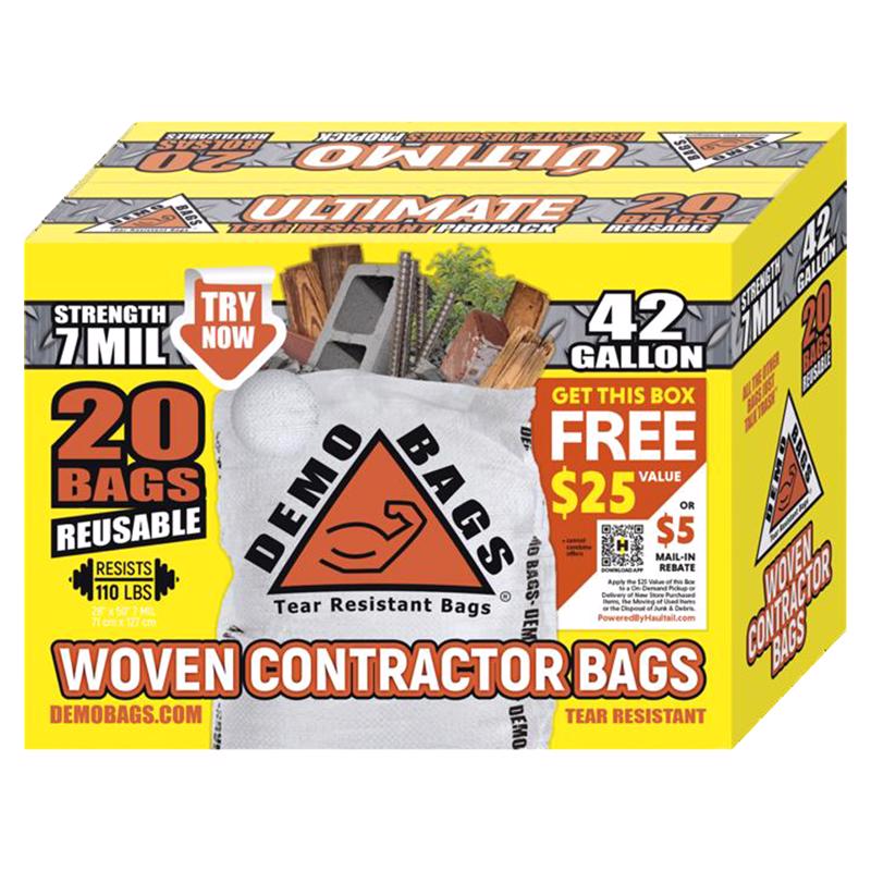 Iron-Hold 42 gal Contractor Bags Wing Ties 20 pk 3 mil