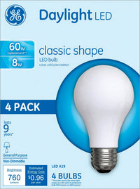 GE A19 E26 (Medium) LED Bulb Daylight 60 Watt Equivalence 4 pk