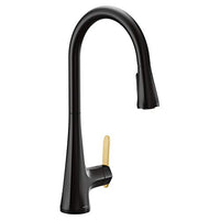 Matte black one-handle high arc pulldown kitchen faucet