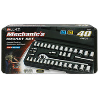 Allied 1/4 and 3/8 in. drive Metric and SAE Socket Set 40 pc