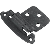 Hickory Hardware P243-BI 3/8" Inset Black Iron Surface Self-Closing Hinges 2 Count