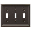 Amerelle Chelsea Aged Bronze Bronze 3 gang Stamped Steel Toggle Wall Plate 1 pk